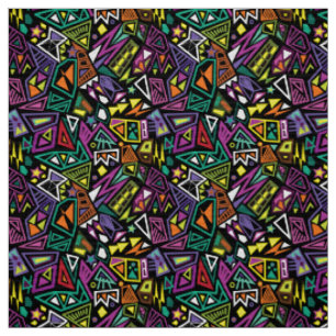 Triangle pop art coola bright black grönt mönster tyg