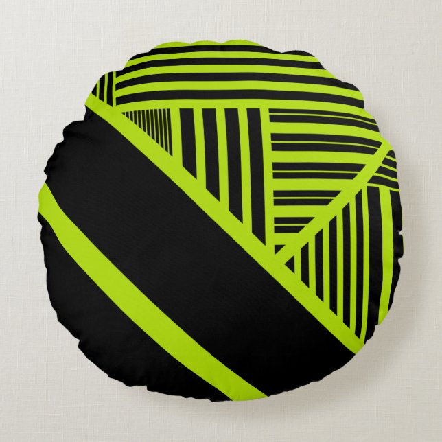 Triangle rand - Lime Green Rund Kudde (Framsidan)