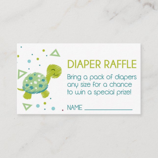 Triangle Turtle Diaper Raffle Biljett Tilläggskort (Framsida)