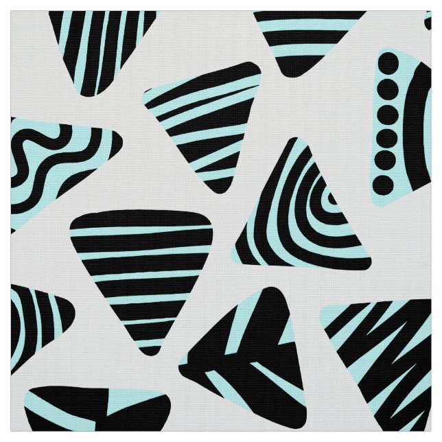 Triangles 240121 - Black and Ice Blue on White Tyg (Provkarta)