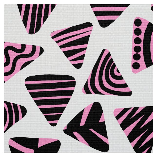Triangles 240121 - Black and Rosa on White Tyg (Provkarta)