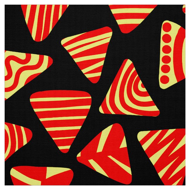 Triangles 240121 - Red and Gult on Black Tyg (Provkarta)