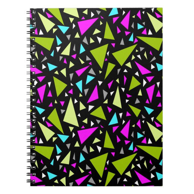 Triangles grönt crimment färg på svart bakgrund anteckningsbok (Framsidan)