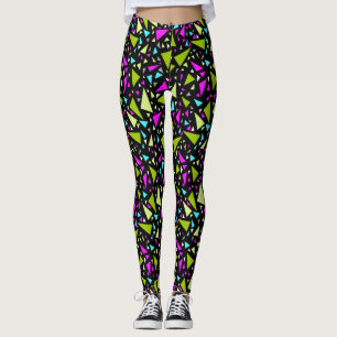 Triangles grönt crimment färg på svart bakgrund leggings