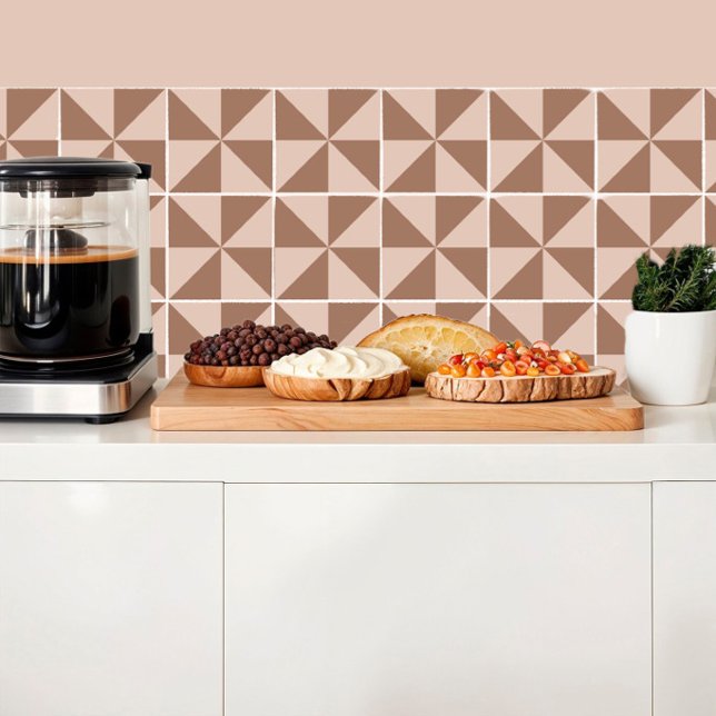 Triangles Mocha mousse geometric mönster Kakelplatta (Skapare uppladdad)