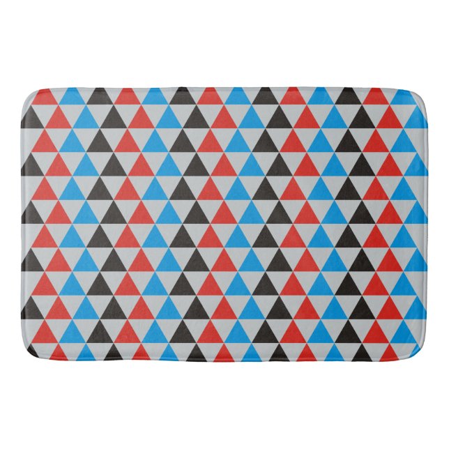 Triangles mönster - röd svart blå badrumsmatta (Framsidan)