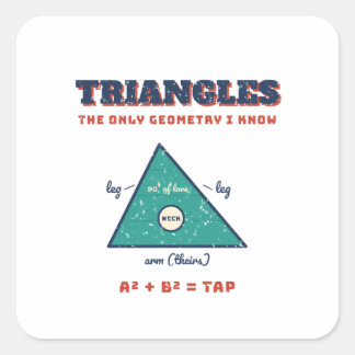 Triangles Only Geometry I Know Jiu Jitsu Sticker Fyrkantigt Klistermärke