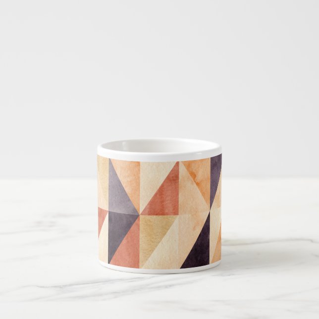 Triangulär mosaik Watercolor Earthy Mönster Espressomugg (Framsidan)