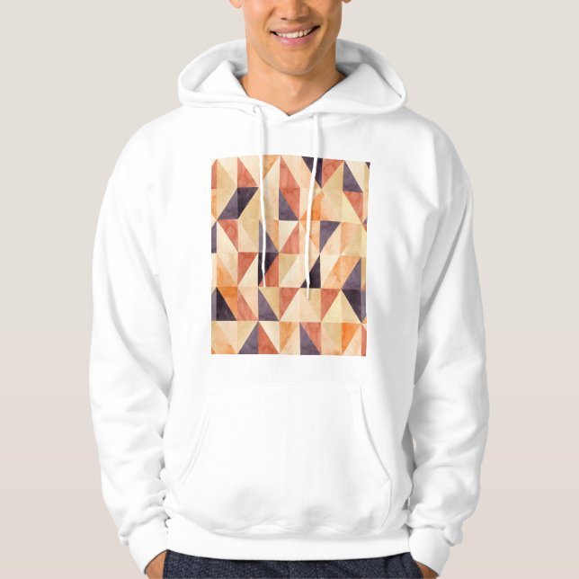 Triangulär mosaik Watercolor Earthy Mönster Hoodie (Framsida)
