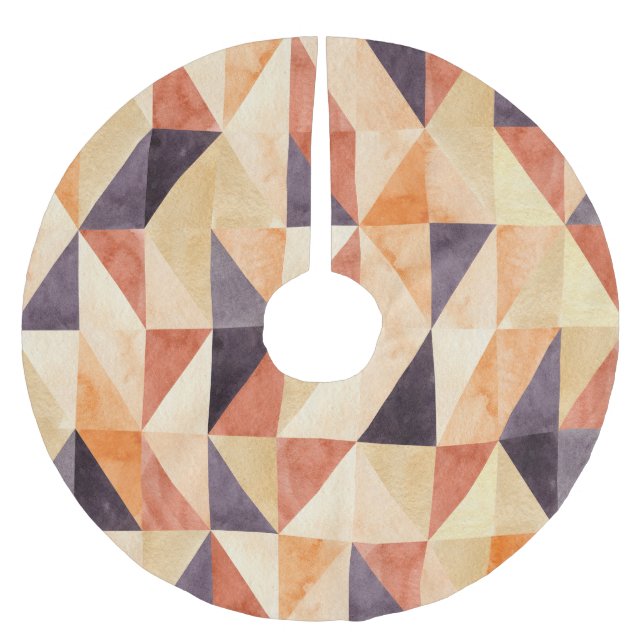 Triangulär mosaik Watercolor Earthy Mönster Julgransmatta Borstad Polyester (Framsidan)