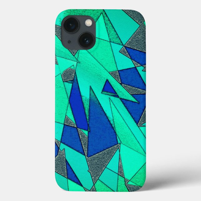 triangulära urklipp i grönt på blå bakgrund, grova (Baksida)