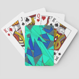 triangulära urklipp i grönt på blå bakgrund, grova casinokort