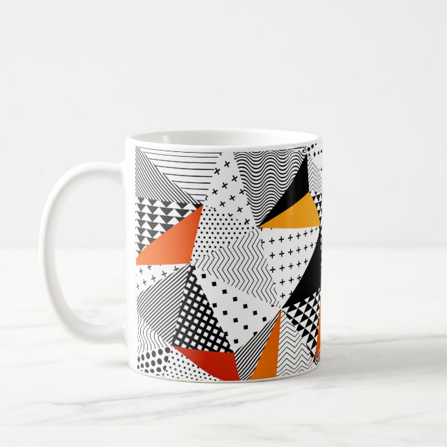 Triangulärt Mode: Vintage Polygonal Elegance. Kaffemugg (Vänster)