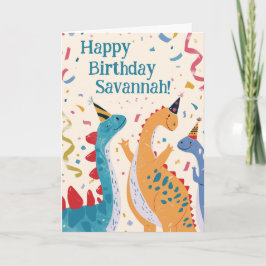 Triassic Trio Festive Dinosaur Birthday Kort