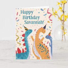 Triassic Trio Festive Dinosaur Birthday Kort