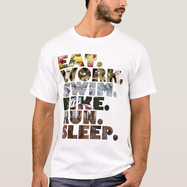 Triathlete äter dagligt liv för sömn för springa tee (Framsida)