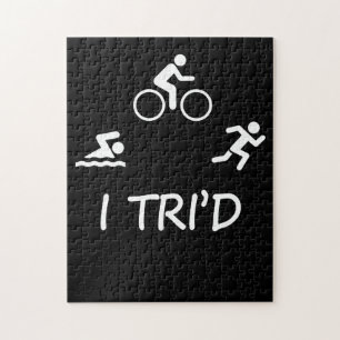 Triathlete Biking Running Swimming Triathlon T-Shi Pussel