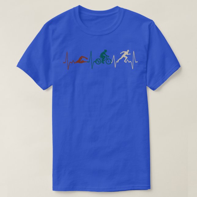 Triathlete Cycling Running Swimming Heartslag Tria T Shirt (Design framsida)