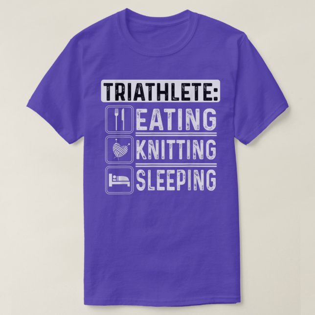 Triathlete Eating Knitting Sleeping Crocheting Sew T Shirt (Design framsida)