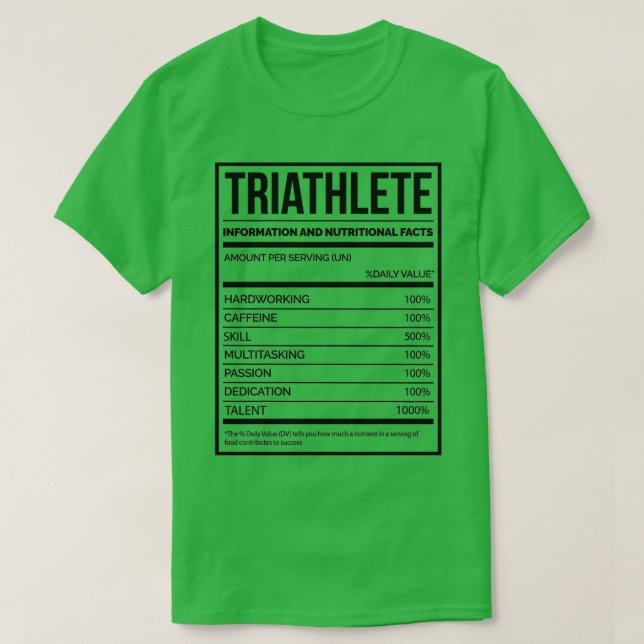 Triathlete Funny Triathlon Nutrition Label 2 T Shirt (Design framsida)