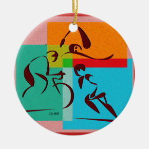 Triathlete ny färgprydnad julgransprydnad keramik