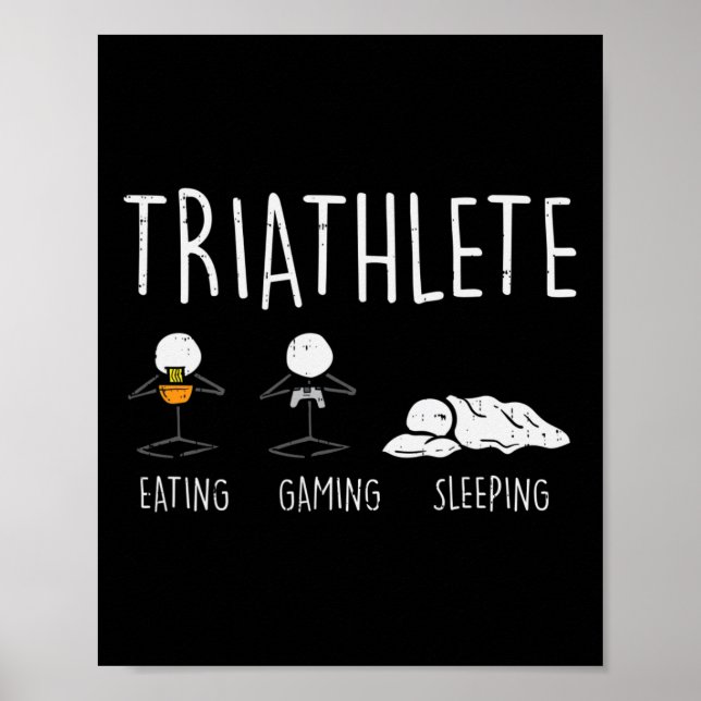 Triathlete Stickman Eat Video Game Sföreliggande G Poster (Framsidan)