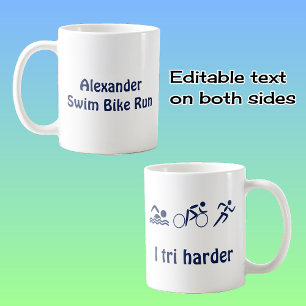 Triathlon, anpassat namn och roligt sport kaffemugg