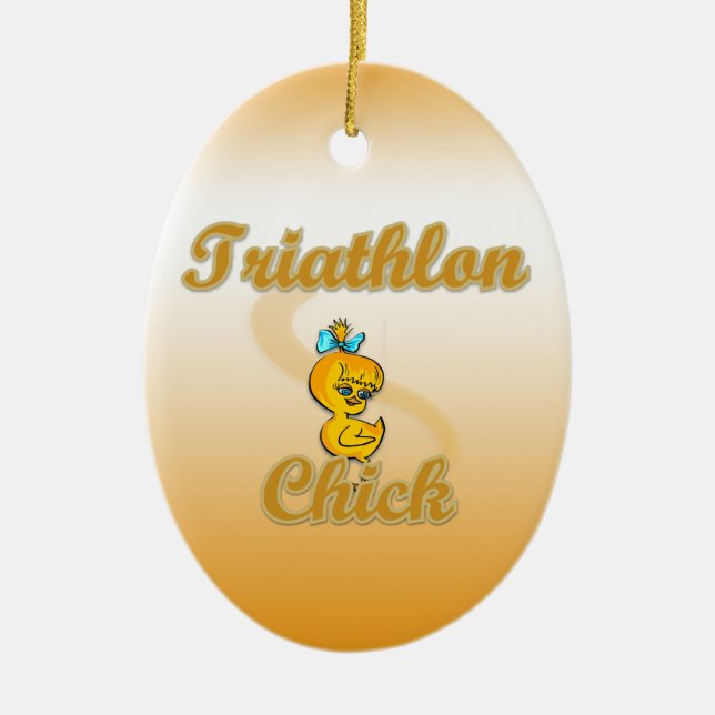 Triathlon-Chick Julgransprydnad Keramik (Framsidan)