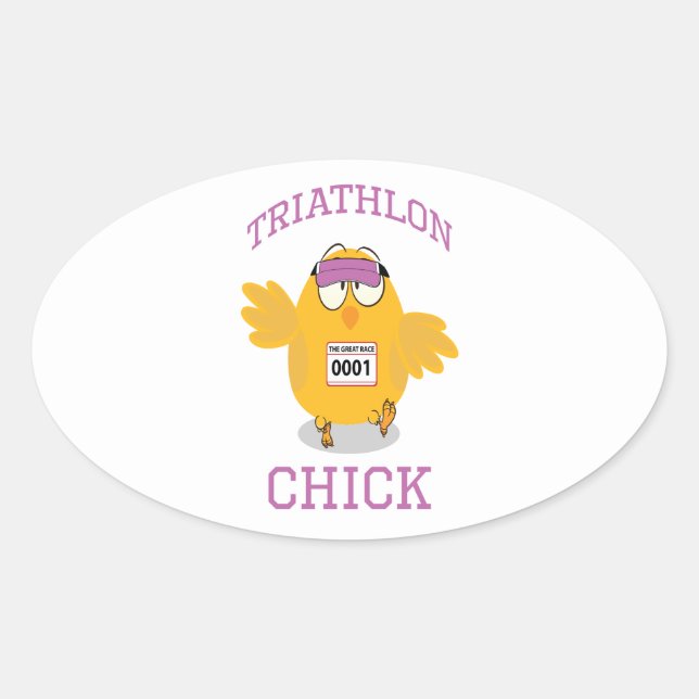 Triathlon-Chick Ovalt Klistermärke (Framsida)