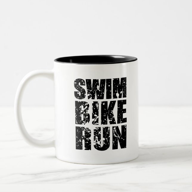 Triathlon coola logotyp för all sport älskare Två-Tonad mugg (Vänster)