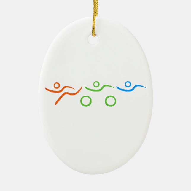 Triathlon-coola och unik design julgransprydnad keramik (Framsidan)