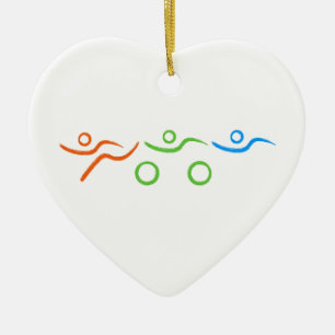 Triathlon-coola och unik design julgransprydnad keramik