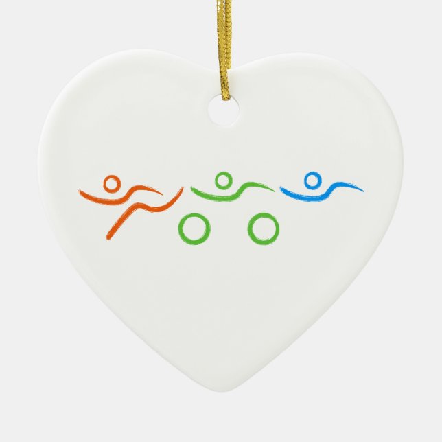 Triathlon-coola och unik design julgransprydnad keramik (Framsidan)