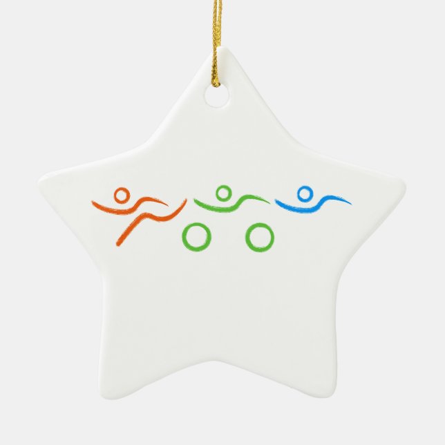 Triathlon-coola och unik design julgransprydnad keramik (Framsidan)