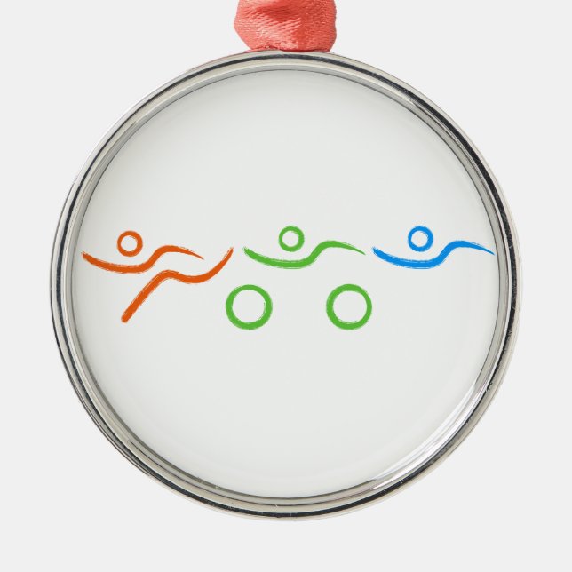 Triathlon-coola och unik design julgransprydnad metall (Framsidan)