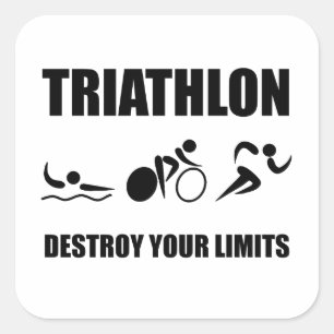Triathlon Destroy Fyrkantigt Klistermärke