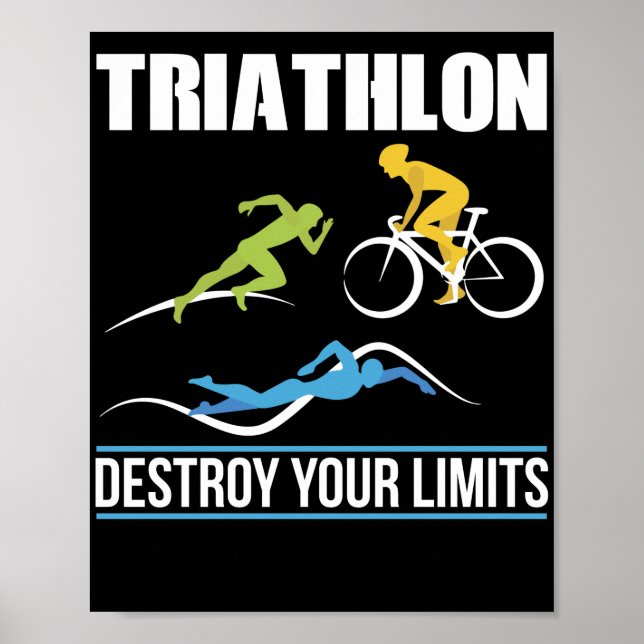 Triathlon Destroy Your Limits Run Bike Swim Poster (Framsidan)