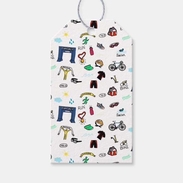 Triathlon Doodles Gift Märkres Presentetikett (Framsidan)