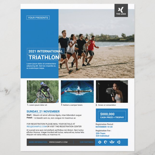 Triathlon-evenemang Flyer Mall (Framsida)