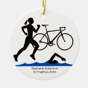 Triathlon Female Keepsaké Julgransprydnad Keramik