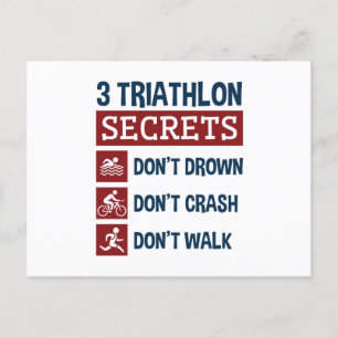 Triathlon funny 3 Secrets Drown Crash Walk Vykort