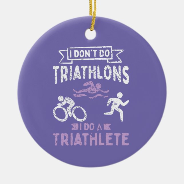 Triathlon Funny Julgransprydnad Keramik (Framsidan)