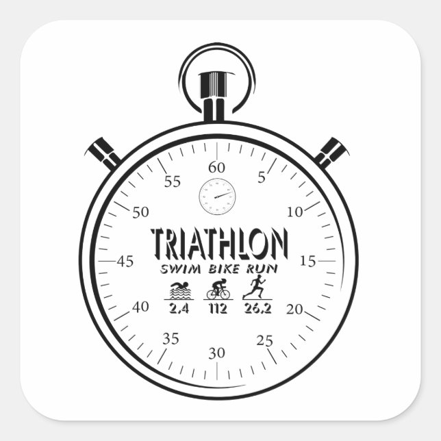 Triathlon Fyrkantigt Klistermärke (Framsida)