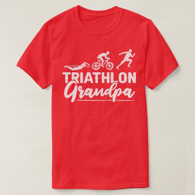 Triathlon Grandpa Tävling Sport Swimming Cycling R T Shirt (Design framsida)