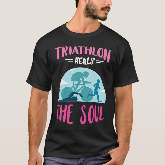 Triathlon Heals Soul Triathlon Supporter Simma T Shirt (Framsida)