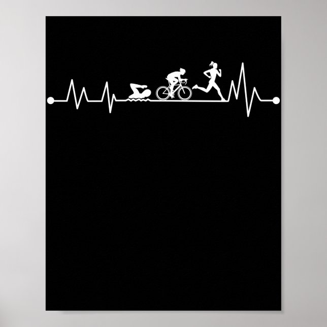 TRIATHLON HEARTBEAT T SHIRT POSTER (Framsidan)