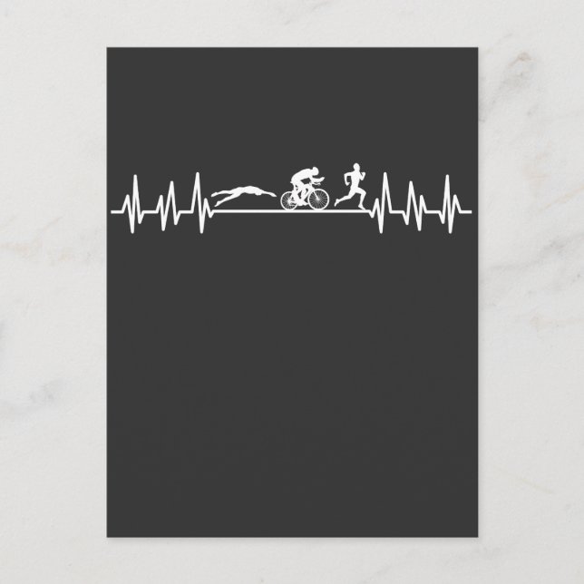 Triathlon-hjärtslag Sportman Bike Simma Springa At Vykort (Framsida)