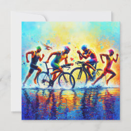 Triathlon-kudde för idrottsentusiaster julkort