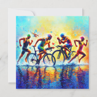 Triathlon-kudde för idrottsentusiaster julkort