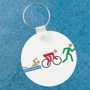 Triathlon logotyp-ikoner i färg nyckelring